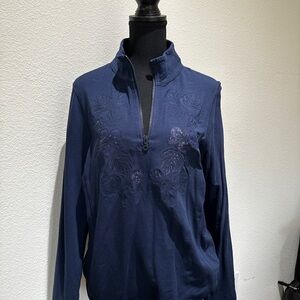 Tommy Bahama Navy Blue Embroidered Sweatshirt